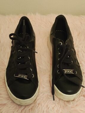 Michael Kors Black Leather Lace-Up Sneakers